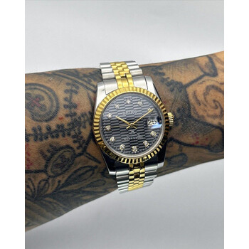 Custom Seiko Mod •  2-Tone Gold Grey Fluted Diamond DateJust • 36mm